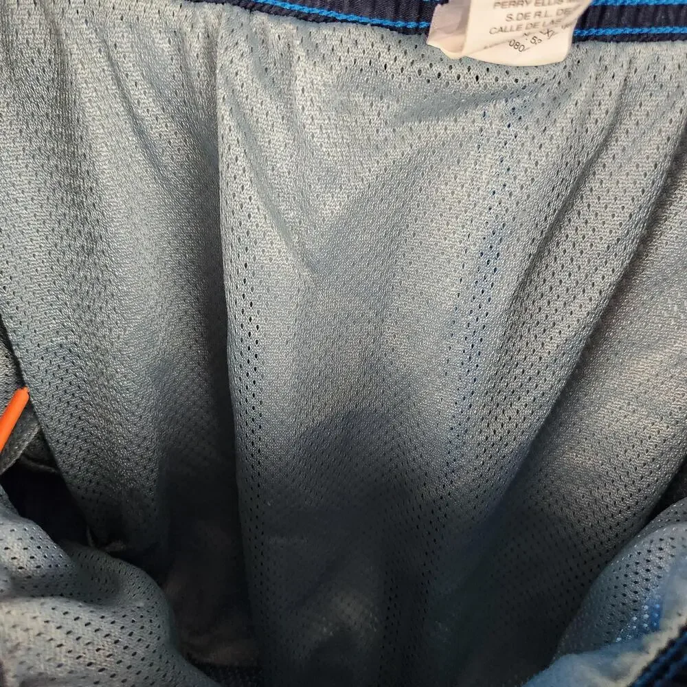 Vintage Nike Shorts Mens XL Blue Orange Geometric Print Mesh Lined Athletic Y2k